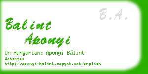 balint aponyi business card